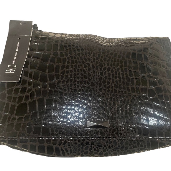 I.N.C. International Concepts Black Croc Faux Leather Crossbody Bag - Picture 3 of 8